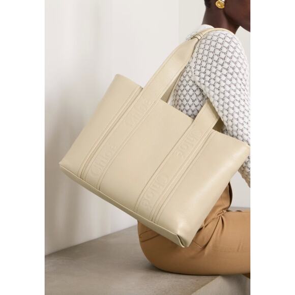 $2K NEW CHLOE LEATHER LOGO MEDIUM WOODY TOTE BAG PURSE AUTHENTIC NWT! - Picture 1 of 13